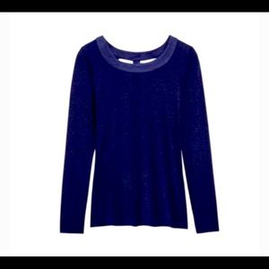 Le Lis Faux Suede Navy Cutout Top